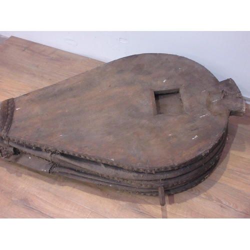 647 - A large pair of Forge Bellows A/F 5ft 2in L x 2ft 4in W (some woodworm and damage)