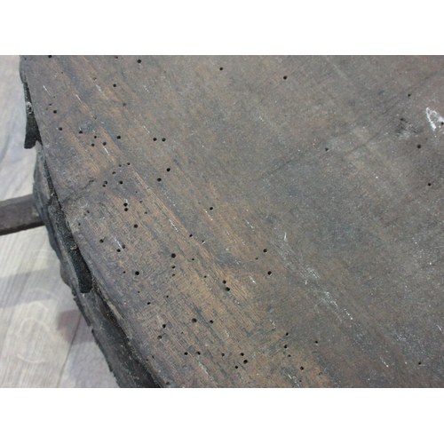 647 - A large pair of Forge Bellows A/F 5ft 2in L x 2ft 4in W (some woodworm and damage)