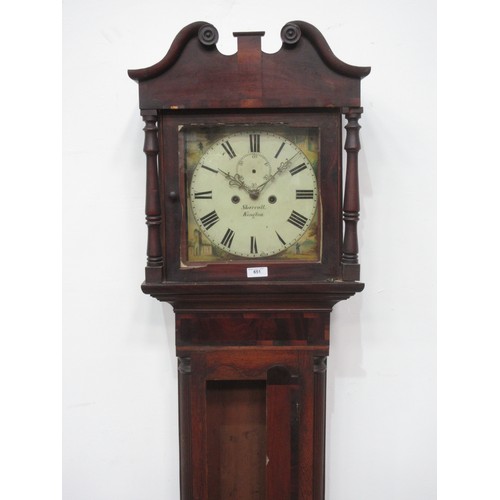 651 - A 19th Century Longcase Clock with painted dial of churches by Skarratt Kington, within an oak and m... 