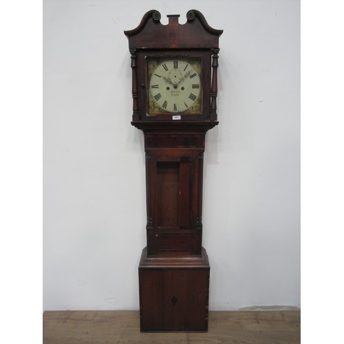 651 - A 19th Century Longcase Clock with painted dial of churches by Skarratt Kington, within an oak and m... 