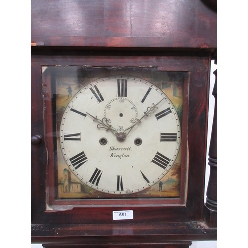 651 - A 19th Century Longcase Clock with painted dial of churches by Skarratt Kington, within an oak and m... 