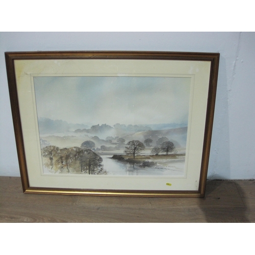 172 - JOHN R. HARRIS. A tranquil river landscape, signed, watercolour, 17 1/2 x 28 in; together with a mis... 