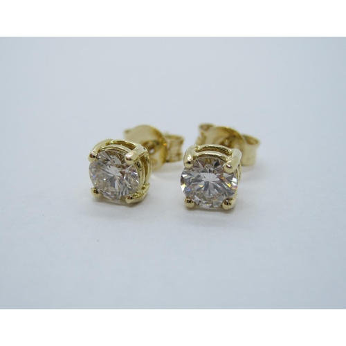 108 - A pair of Diamond Ear Studs each claw-set brilliant-cut stone, total diamond weight 0.80cts, in 18ct... 