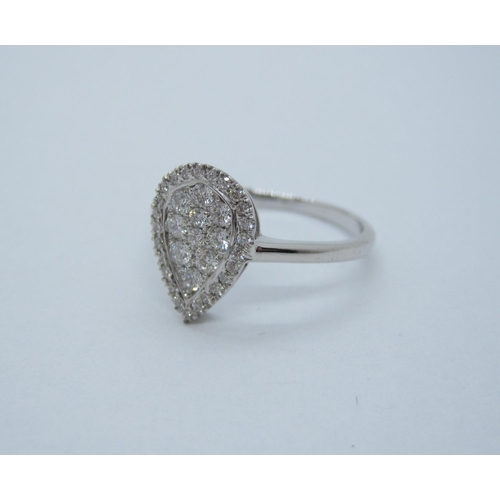 115 - A Diamond Cluster Ring, the pear-shaped plaque pave-set numerous brilliant-cut stones in 18ct white ... 