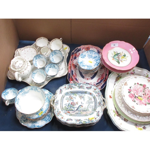 40 - A 'Majestic' blue and white part Tea Service, a Part Tea Service on Tray stamped for Harrods, ten Ir... 