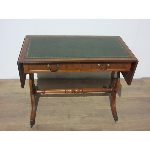 596 - A reproduction Sofa Table with inset surface A/F