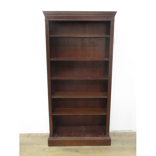 194 - A reproduction mahogany open Bookcase with adjustable shelves on plinth base 6ft H x 2ft 11in W