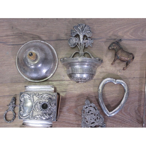 367 - A white metal Chatelaine A/F, silver Matchbox Cover, Vesta Case, various Lids, etc.