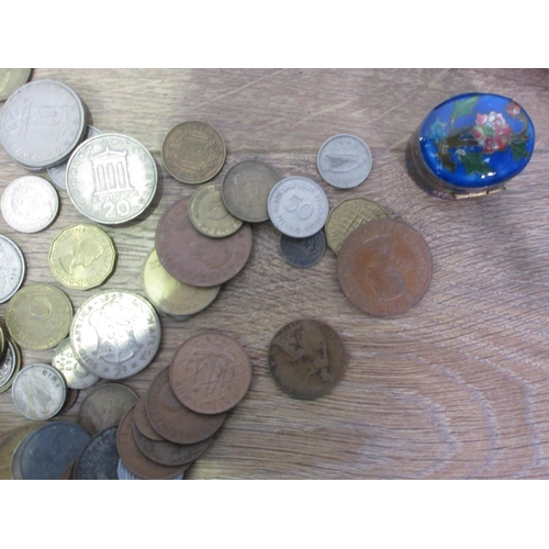 370 - A small quantity of Coins from Barbados, Greece, etc, and a 1920s Evening Purse.