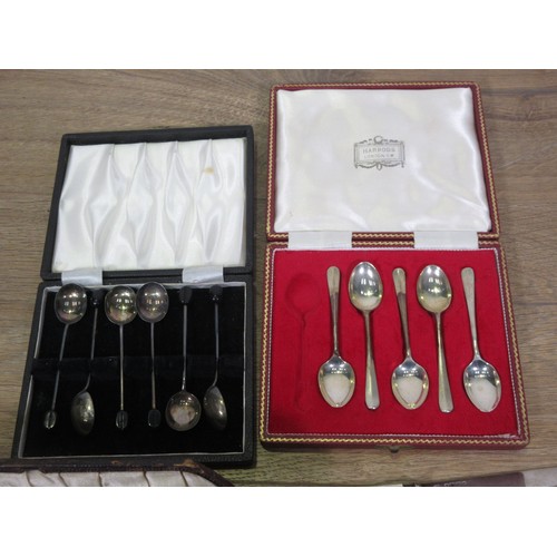 368 - A Victorian silver Christening Knife, Fork and Spoon, six silver Coffee Bean Spoons, five silver Tea... 