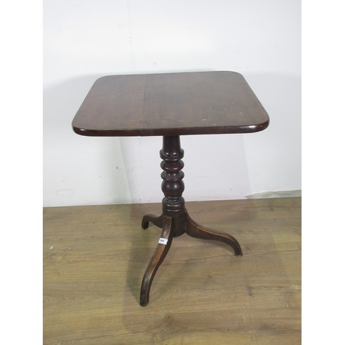 449 - A late Georgian mahogany tilt-top Tripod Table with rectangular top mounted on well turned column an... 