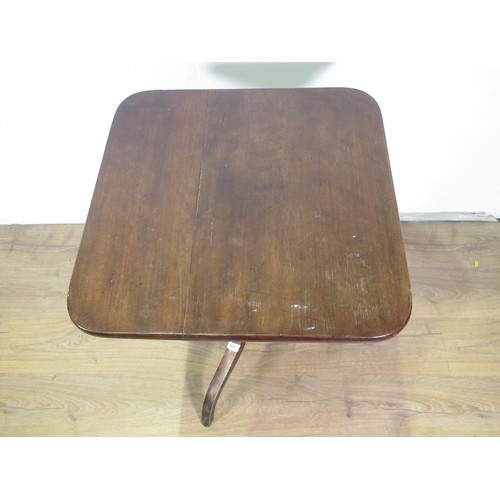 449 - A late Georgian mahogany tilt-top Tripod Table with rectangular top mounted on well turned column an... 