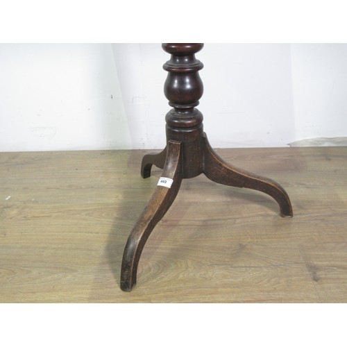 449 - A late Georgian mahogany tilt-top Tripod Table with rectangular top mounted on well turned column an... 