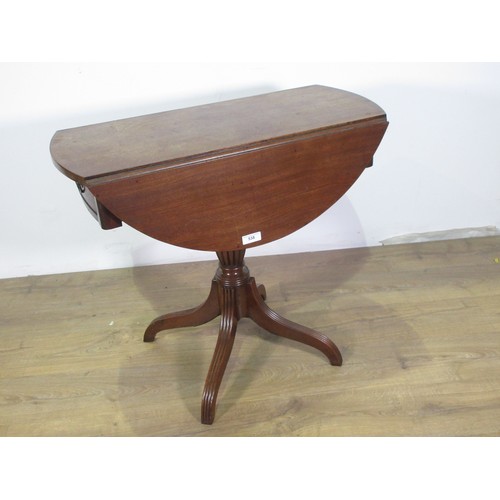 538 - A 19th Century mahogany oval Pembroke Table fitted end drawer mounted upon barrel turned column and ... 