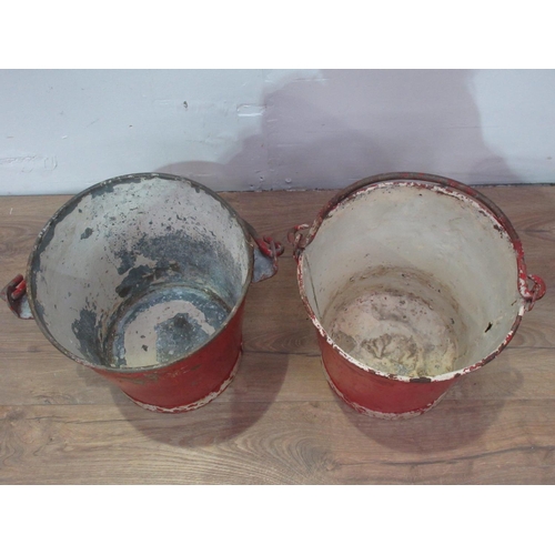 123 - Two old metal Fire Buckets 11 1/2in H