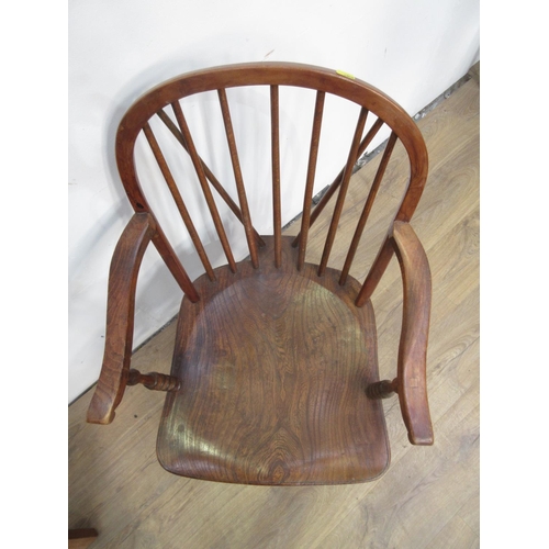 142 - An ash, elm and yew stickback Windsor Elbow Chair 2ft 11in H x 1ft 9in W