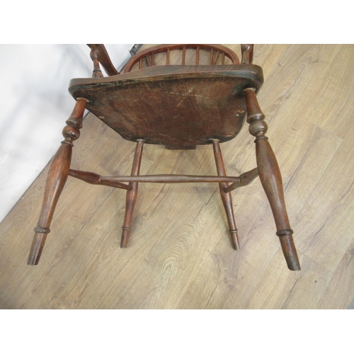 142 - An ash, elm and yew stickback Windsor Elbow Chair 2ft 11in H x 1ft 9in W