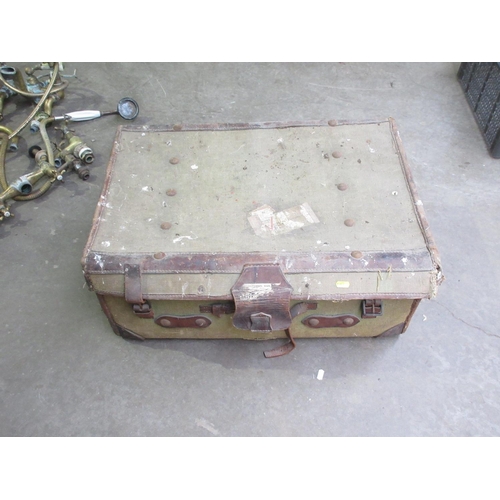 28 - An antique canvas Luggage Case containing brass Taps, etc.