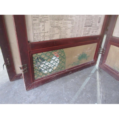 29 - A Chinese four panel Dressing Screen A/F 5ft 10in H, a Pond Yacht A/F 5ft 1in L, a Radio and a piece... 