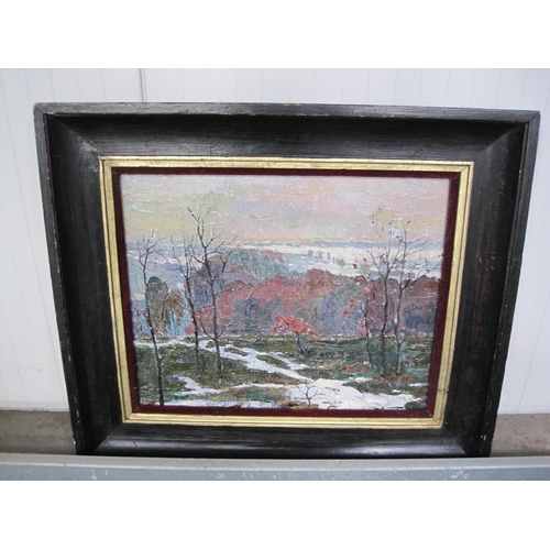 312 - ENID HORNE. A landscape with trees, oil on canvas, 20 1/2 x 24in; together with two oil paintings by... 