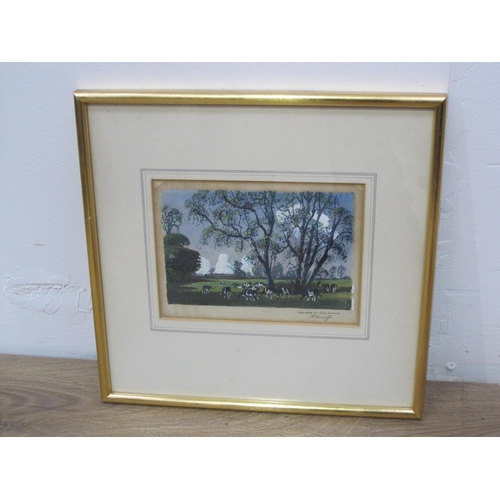 316 - CHARLES FREDERICK TUNNICLIFFE. Farmland at Llansadwra, signed and inscribed, watercolour, 5 x 7in