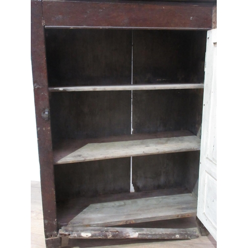 344 - A 19th Century scumble painted pine Food Hutch with raised gallery back fitted single pierced cupboa... 