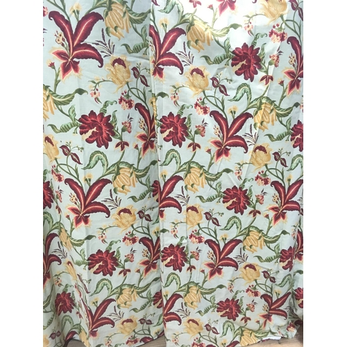 349 - Two pairs of floral decorated Curtains 9ft 2in x 4ft 6in and 7ft 10in x 6ft 6in