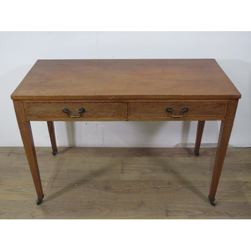 394 - A 19th Century mahogany and inlaid Side Table fitted two frieze drawers mounted on square cut suppor... 