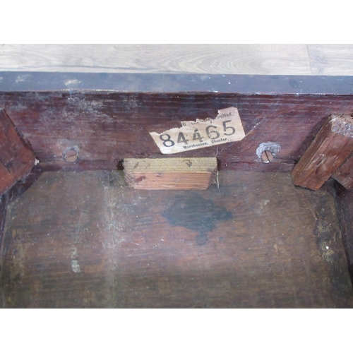 397 - A late 18th Century oak Coffin Stool mounted on square cut supports 1ft 8in H x 1ft 5in W