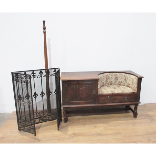 418 - A reproduction nest of three Occasional Tables, a mahogany Torchere Stand, a Magazine Rack, a Fire S... 