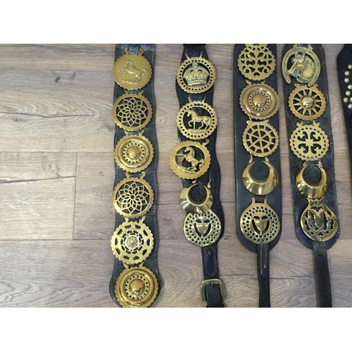 422 - A collection of Horse Brasses on leather straps