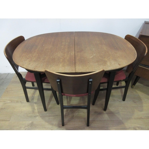 427 - A G-Plan style extending Dining Table with spare leaf 5ft 6in L extended, four Chairs, a Sideboard 4... 