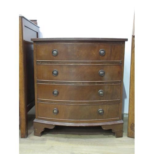 430 - An oak Chest of four drawers 2ft 6in W, an oak Bureau 2ft 6in W and a reproduction mahogany veneered... 