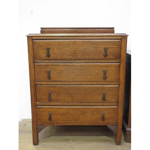 430 - An oak Chest of four drawers 2ft 6in W, an oak Bureau 2ft 6in W and a reproduction mahogany veneered... 