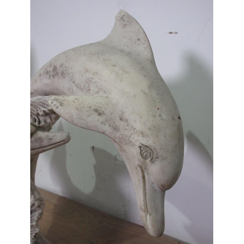 461 - A marble effect Figure of two Dolphins A/F 2ft H