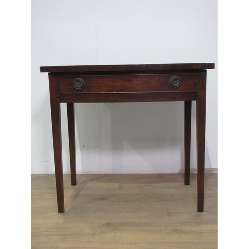 464 - A 19th Century mahogany bow fronted Side Table fitted frieze drawer mounted upon square cut supports... 