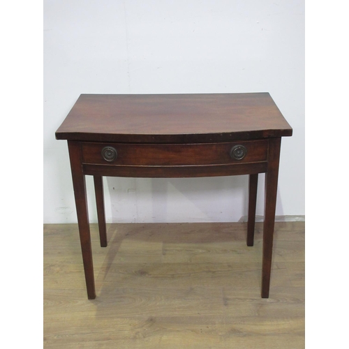 464 - A 19th Century mahogany bow fronted Side Table fitted frieze drawer mounted upon square cut supports... 