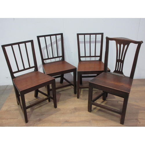 481 - Three early 19th Century oak country stickback Chairs and another with pierced splat back