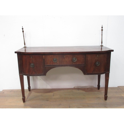 482 - A 19th Century mahogany Sideboard fitted single cupboard door and two drawers mounted upon square cu... 