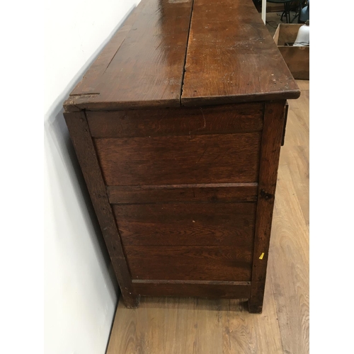 543 - A small oak Dresser base (formerly having plate rack) fitted three drawers and two cupboard doors, 4... 