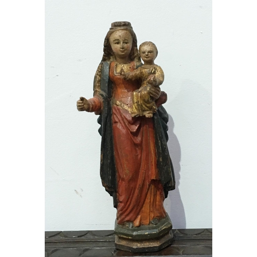 559 - A polychrome Figure of Mary and Jesus, 12in H