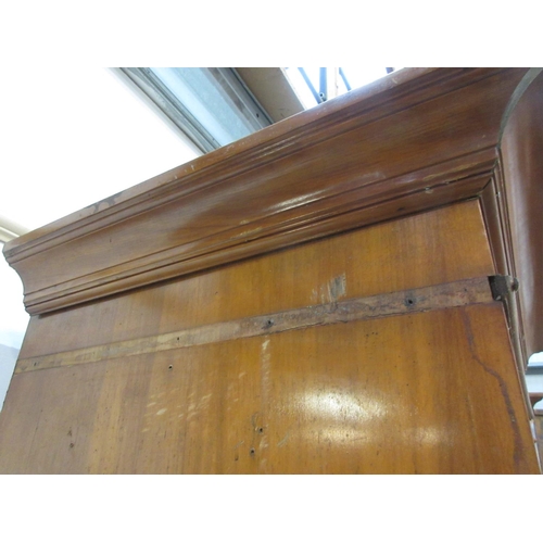 746 - A Victorian satin walnut triple Wardrobe missing base