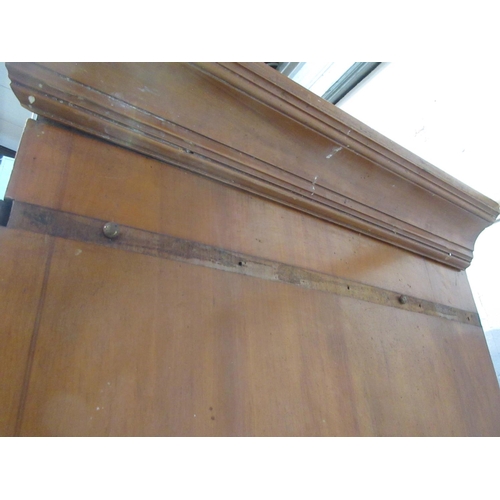 746 - A Victorian satin walnut triple Wardrobe missing base