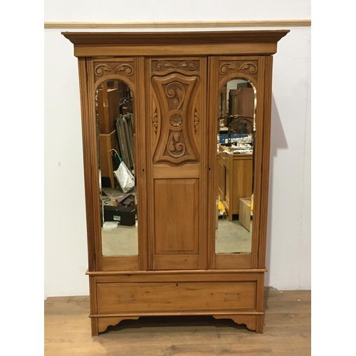 753 - A Victorian satin walnut double mirror door Wardrobe fitted single drawer to base 6ft 7in H x 4ft 4i... 