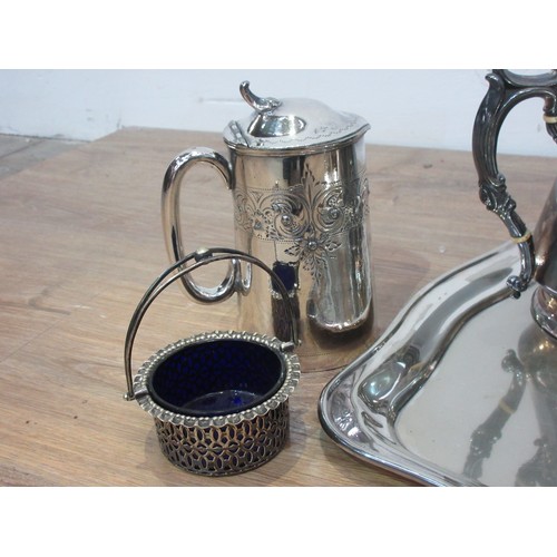 101 - Plated items including Coaster, Teapot, Jug, Hot Water Jug, Preserve Dish, Mug, Tray, etc.