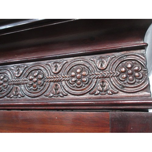 107 - An Edwardian mahogany Bureau Bookcase with boxwood and ebonised diamond stringing, the upper section... 