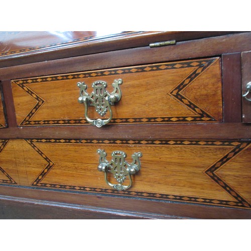 107 - An Edwardian mahogany Bureau Bookcase with boxwood and ebonised diamond stringing, the upper section... 