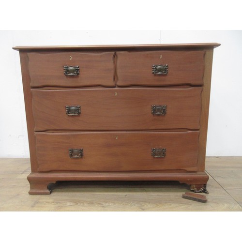 475 - A stripped walnut Chest of two short and two long drawers with leather inset writing surface 3ft 6in... 