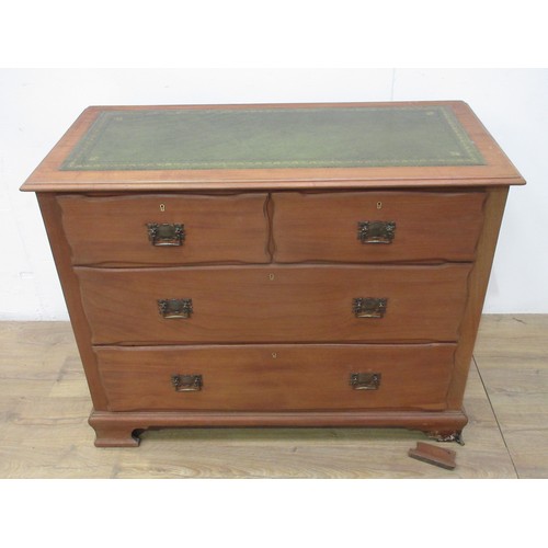 475 - A stripped walnut Chest of two short and two long drawers with leather inset writing surface 3ft 6in... 