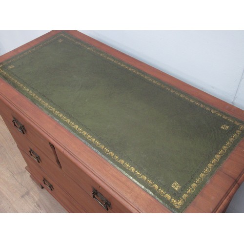 475 - A stripped walnut Chest of two short and two long drawers with leather inset writing surface 3ft 6in... 